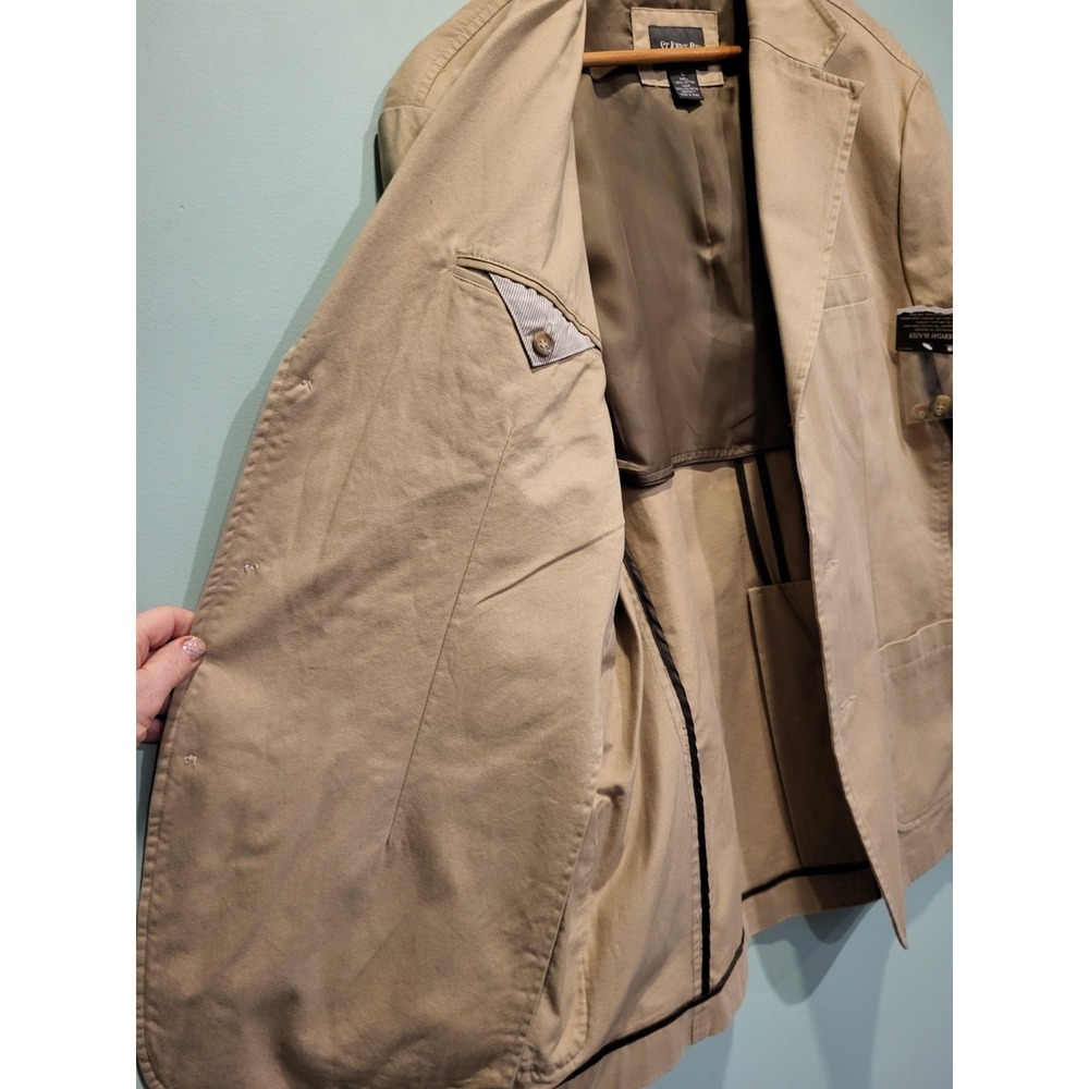 New Mens St Johns Bay Beige Everyday Blazer Cotton Twill Sportcoat Pockets Sz L - Picture 4 of 8